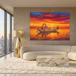 Ceremonial Boat Sunset - Thedopeart