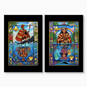 Hawaiian Playing Card Art - King & Queen 2 Piece Set - Thedopeart