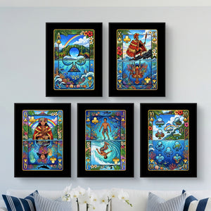 Hawaiian Playing Card Wall Art - 5 Piece Poker Set - Thedopeart
