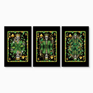Money Skull Playing Card Art - King Queen Jack Set canvas set on white