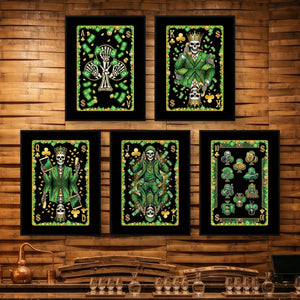 Money Skull Playing Card Wall Art - 5 Piece Set - Thedopeart
