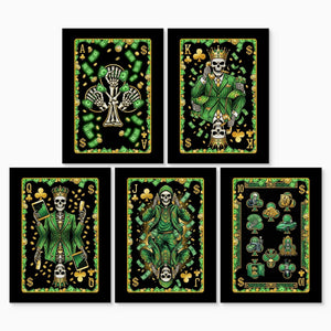 Money Skull Playing Card Wall Art - 5 Piece Set - Thedopeart