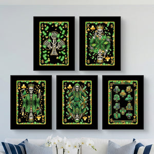 Money Skull Playing Card Wall Art - 5 Piece Set - Thedopeart