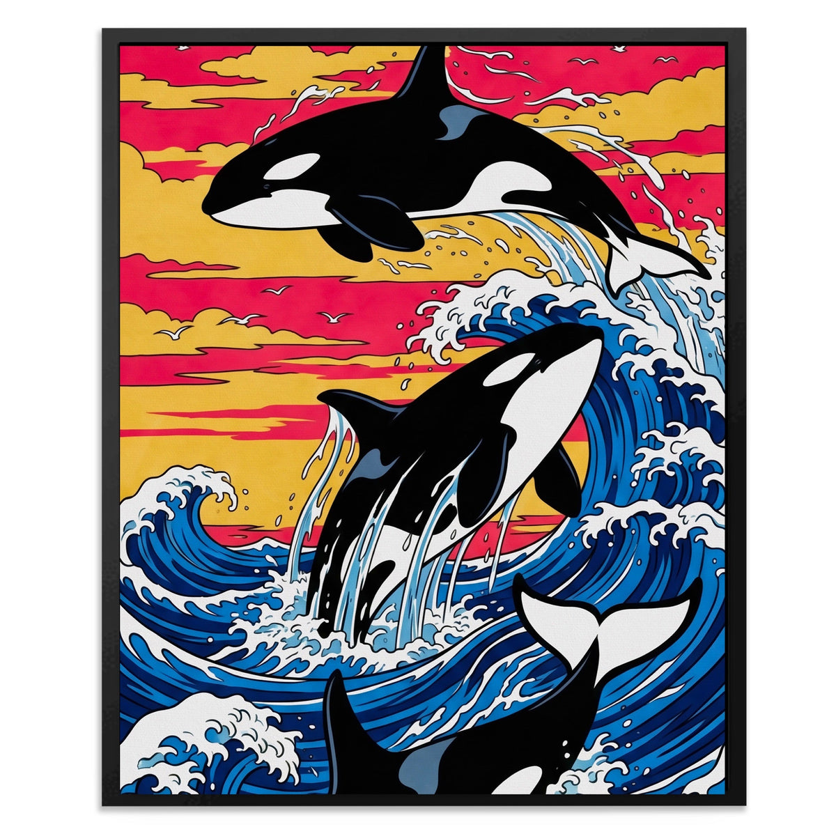 Orca Sunset Waves