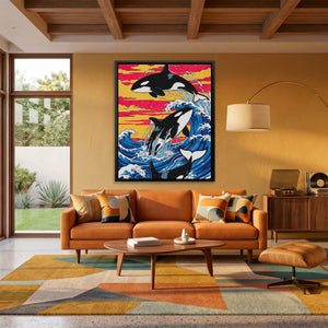 Orca Sunset Waves
