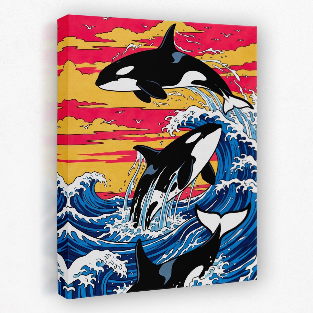 Orca Sunset Waves