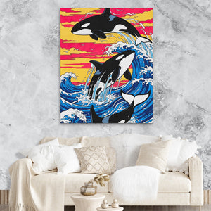 Orca Sunset Waves