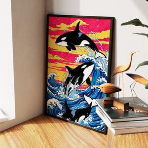 Orca Sunset Waves