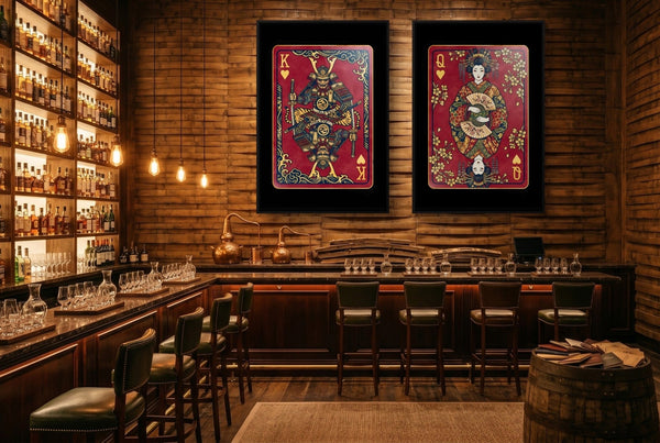 Samurai Playing Card Art - King & Queen 2 Piece Set - Thedopeart