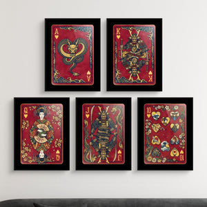 Samurai Playing Card Wall Art - 5 Piece Poker Set - Thedopeart