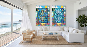 Sea Life Playing Card Art - King & Queen 2 Piece Set gallery-wrap canvas in a room