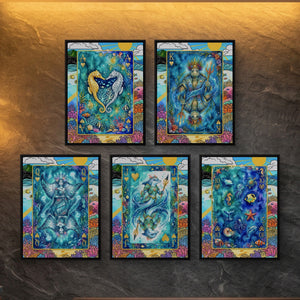 Sea Life Playing Card Wall Art - 5 Piece Poker Set - Thedopeart