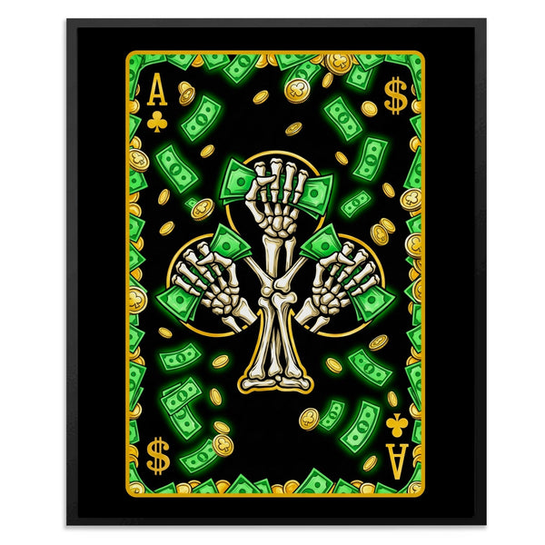 Skeleton Money Ace of Clubs Card