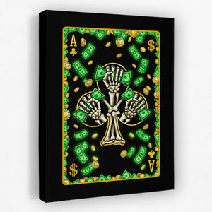 Skeleton Money Ace of Clubs Card