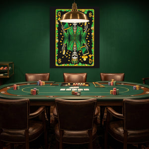 Skeleton Money Queen of Clubs Card