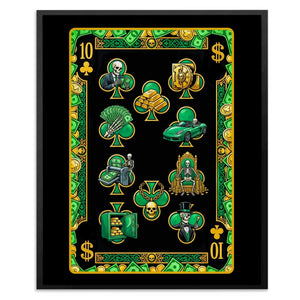 Skeleton Money Ten of Clubs Card - Thedopeart