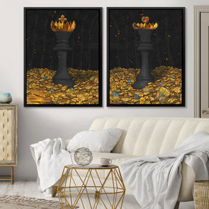 Bitcoin Chess King and Queen Black - Thedopeart Canvas