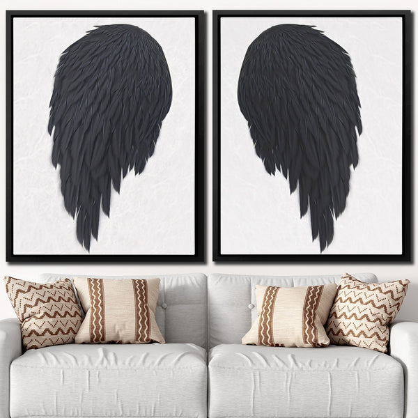 Black Angel Wings 2 Piece Set - Thedopeart Canvas