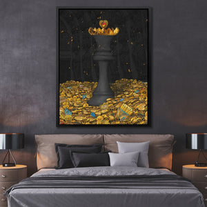 Black Bitcoin Chess Queen - Thedopeart Canvas