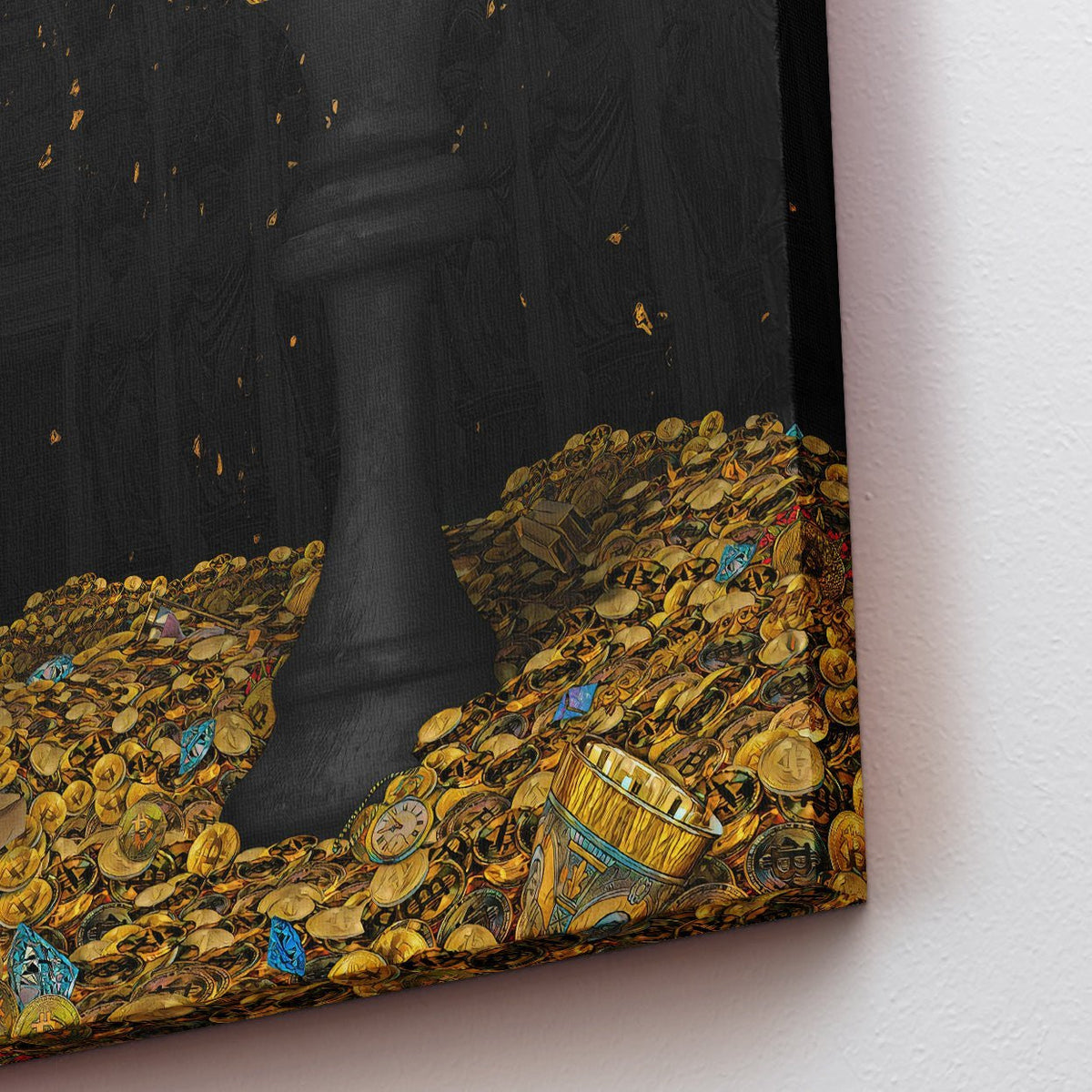Black Bitcoin Chess Queen - Thedopeart Canvas