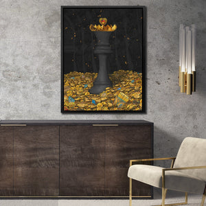 Black Bitcoin Chess Queen - Thedopeart Canvas