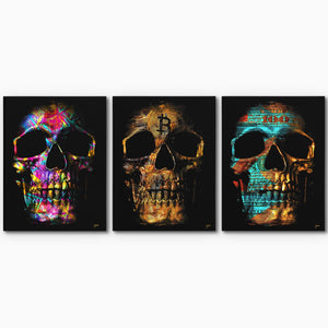 Money $kulls 3 Piece Set - Thedopeart Canvas