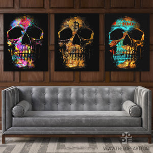 Money $kulls 3 Piece Set - Thedopeart Canvas