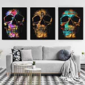Money $kulls 3 Piece Set - Thedopeart Canvas