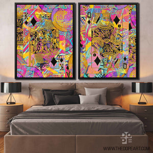 Pink Money King & Queen Set - Thedopeart Canvas