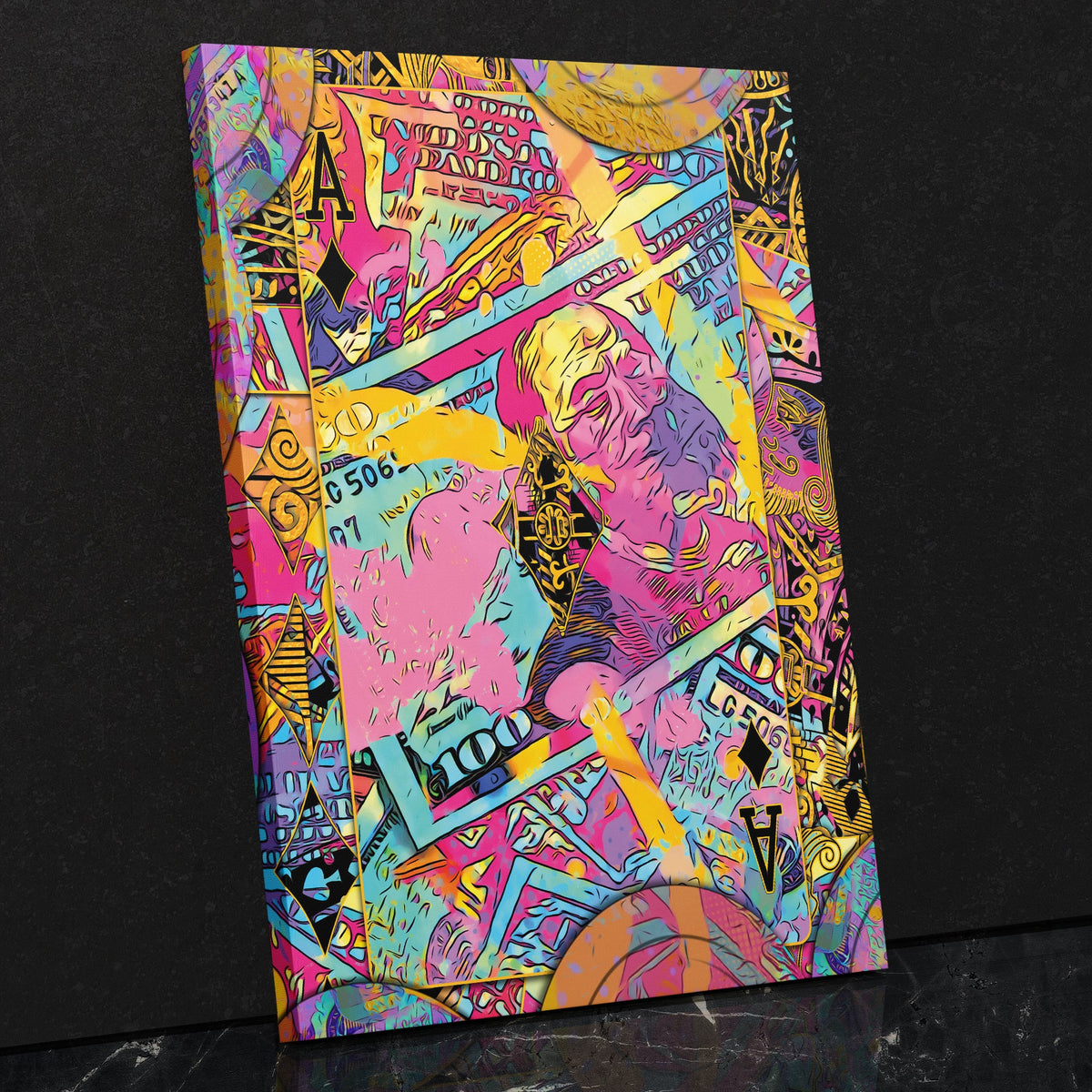 Pink Money Poker Ace - Thedopeart Canvas