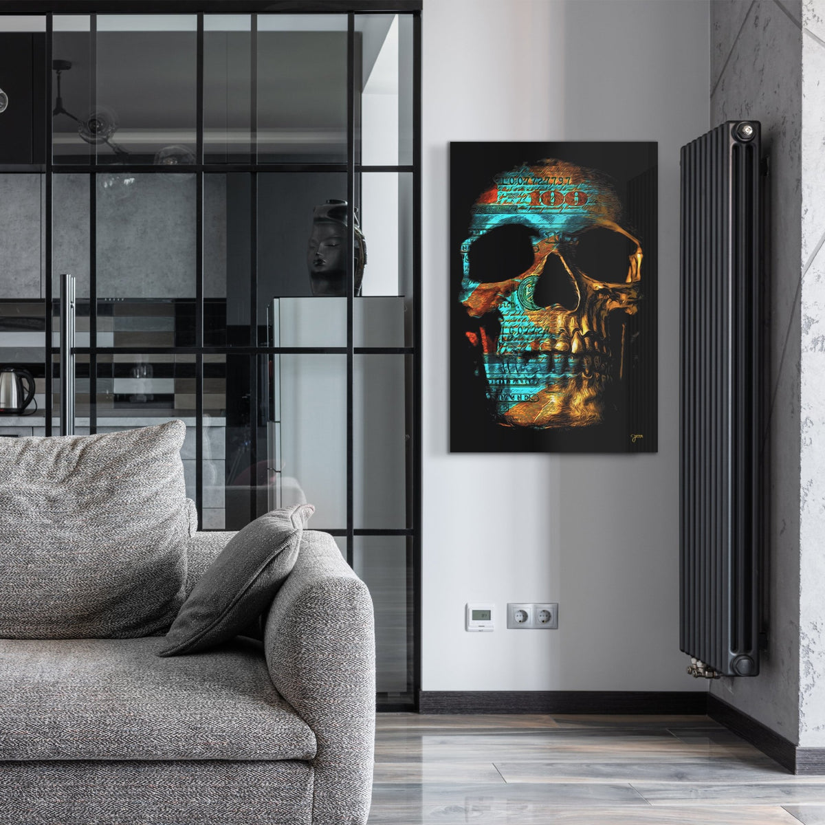 Teal $kull Acrylic Print - Thedopeart