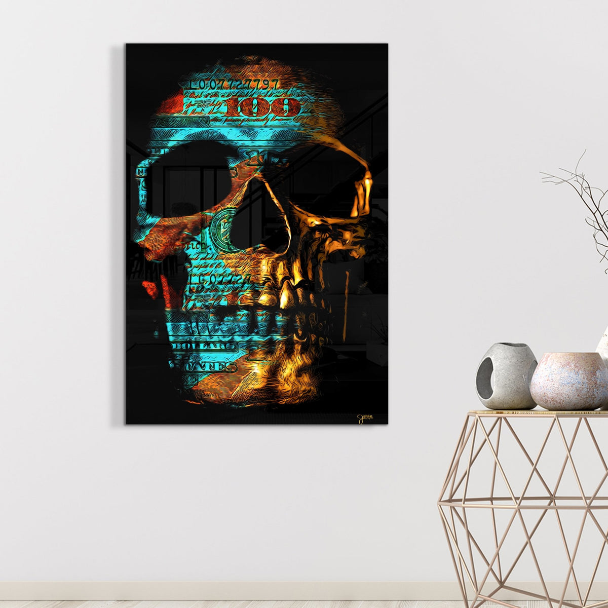 Teal $kull Acrylic Print - Thedopeart