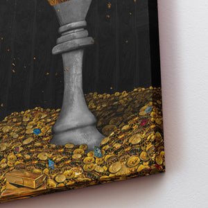 White Bitcoin Chess King - Thedopeart Canvas
