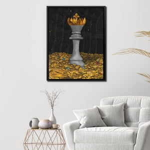 White Bitcoin Chess King - Thedopeart Canvas