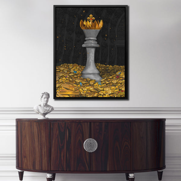 White Bitcoin Chess King - Thedopeart Canvas
