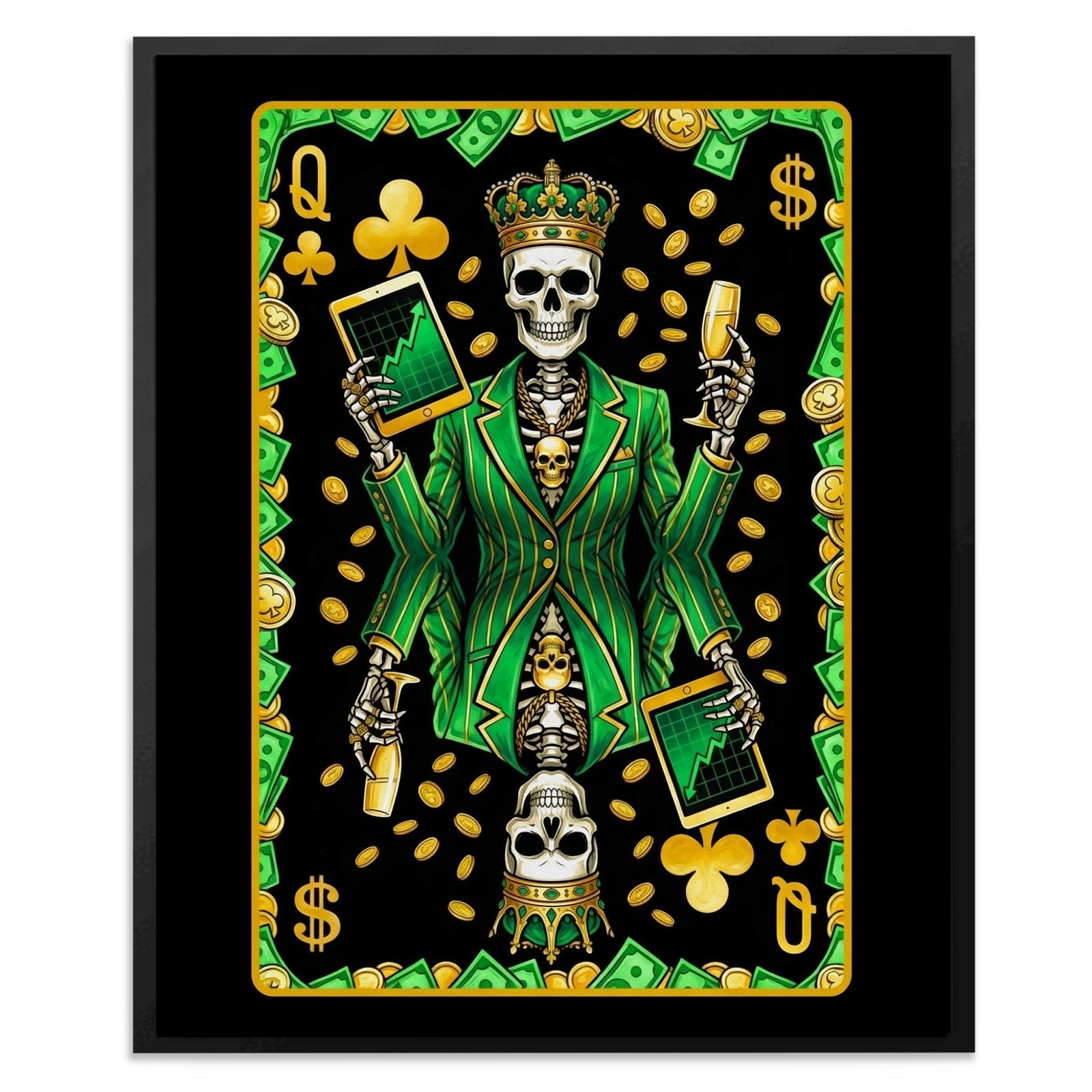 Queen of Clubs Poker Card Wall Art