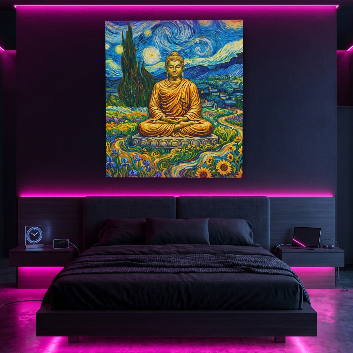 Buddha Starry Night - Thedopeart