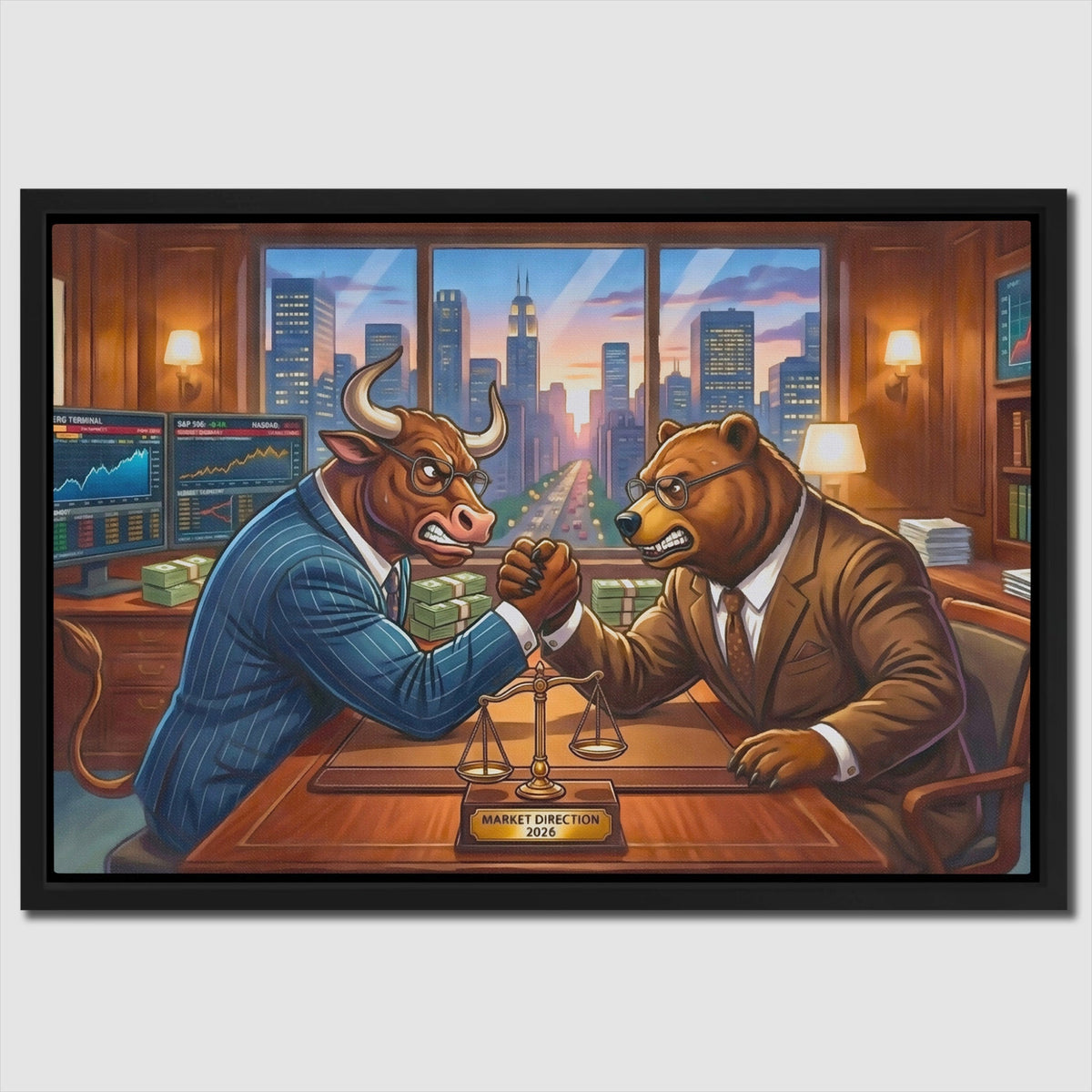 Bull Bear Office Arm Wrestle