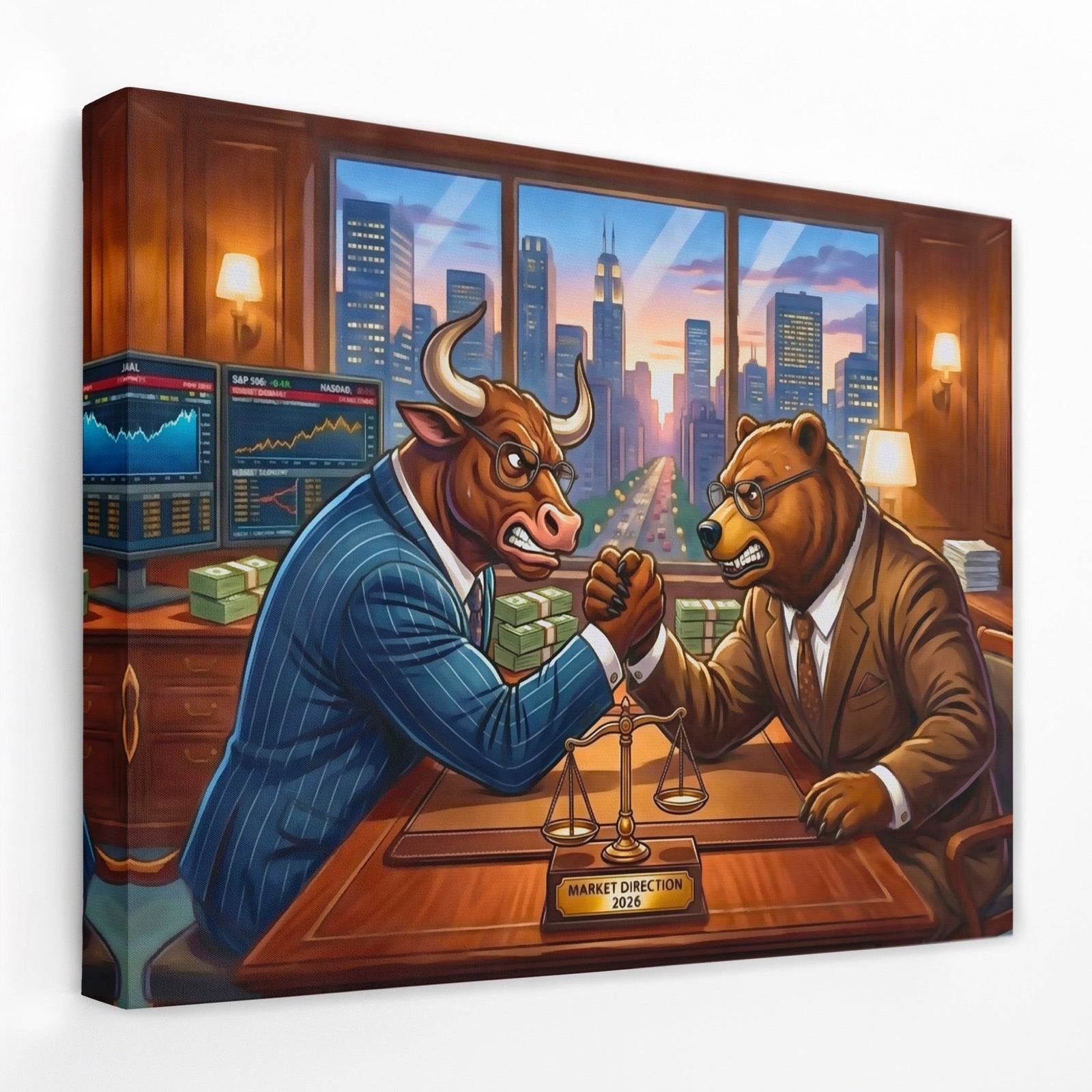 Bull Bear Office Arm Wrestle