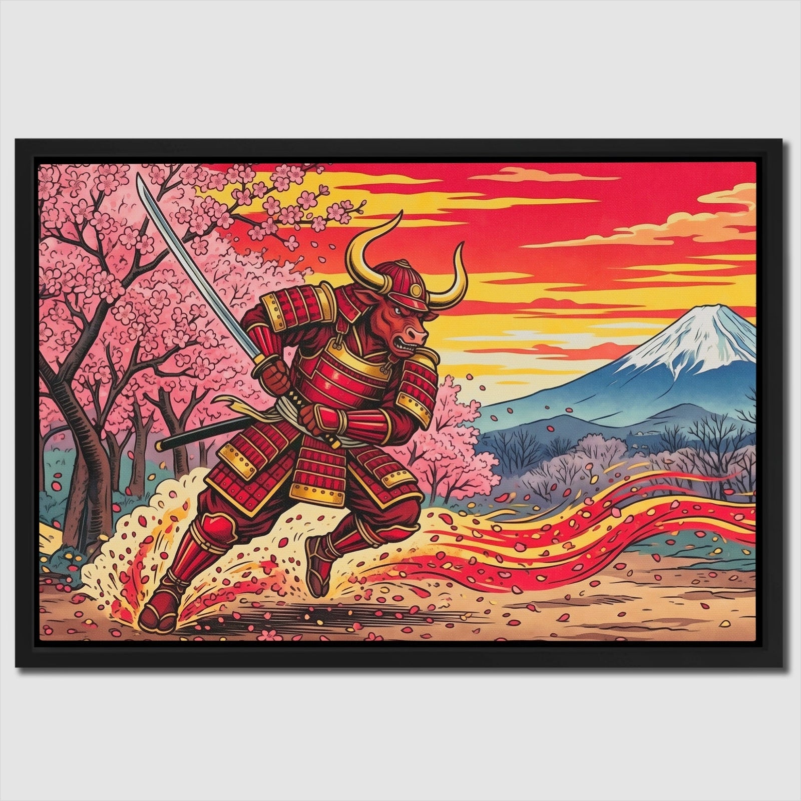 Bull Samurai Charging - Thedopeart
