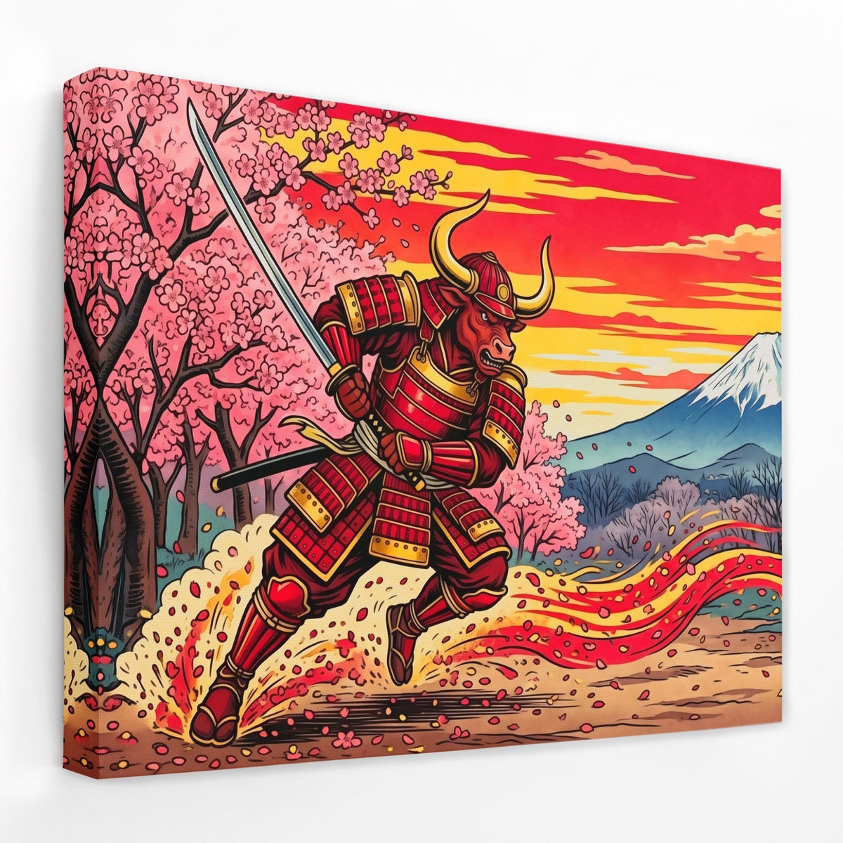 Bull Samurai Charging - Thedopeart