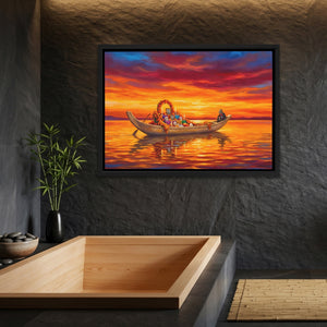 Ceremonial Boat Sunset - Thedopeart