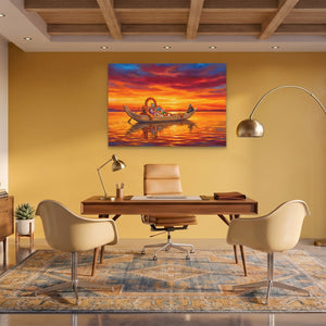 Ceremonial Boat Sunset - Thedopeart
