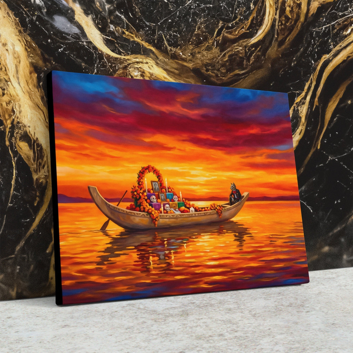 Ceremonial Boat Sunset - Thedopeart