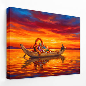 Ceremonial Boat Sunset - Thedopeart