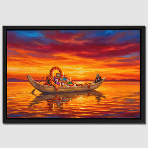 Ceremonial Boat Sunset - Thedopeart