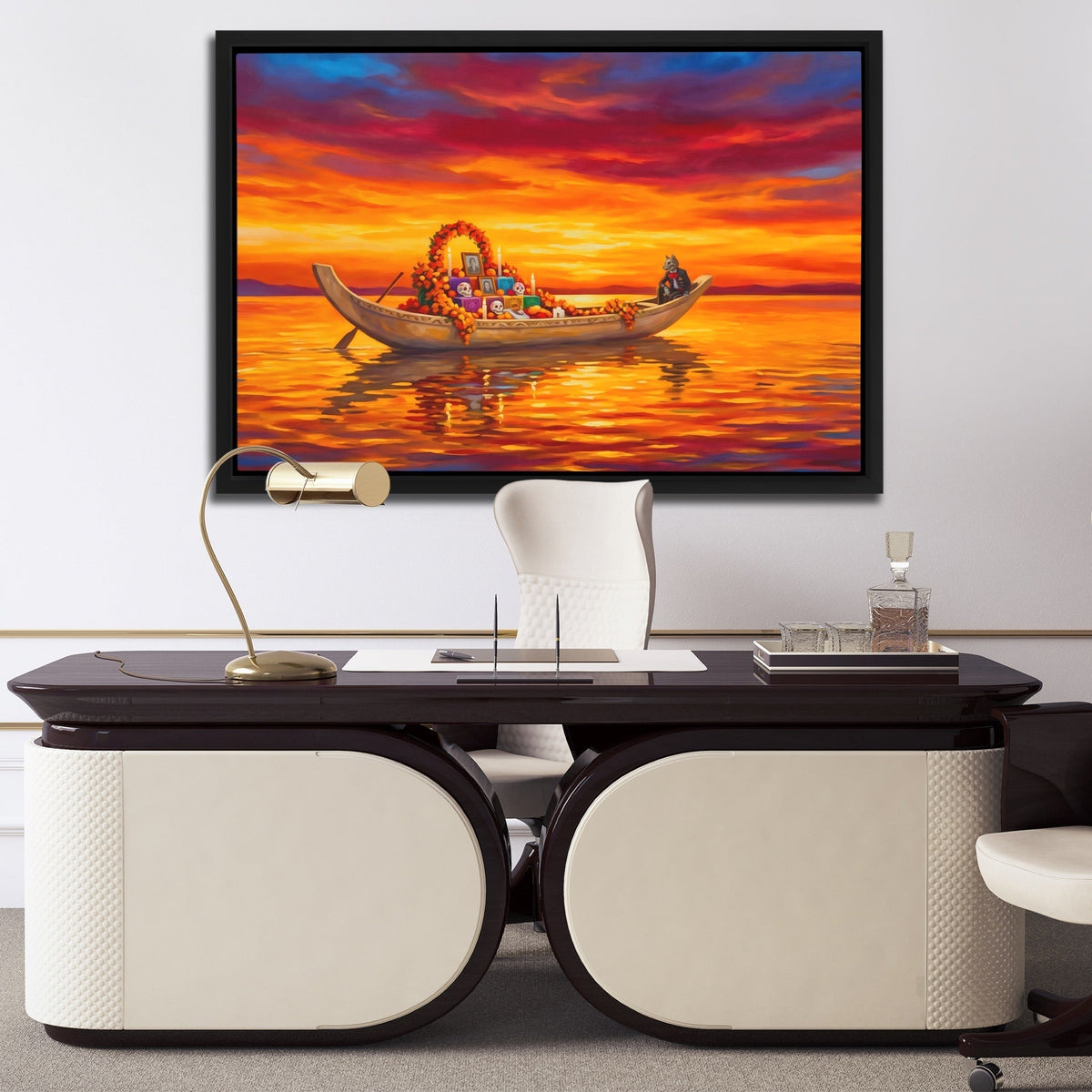 Ceremonial Boat Sunset - Thedopeart
