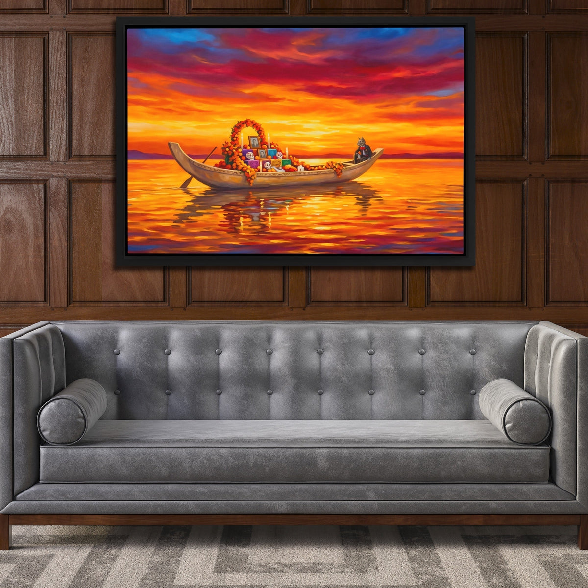 Ceremonial Boat Sunset - Thedopeart