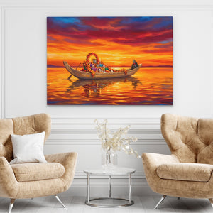 Ceremonial Boat Sunset - Thedopeart