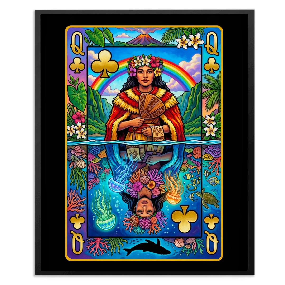 Hawaii Queen of Clubs Card